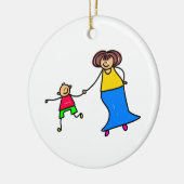 Moeder en zoon keramisch ornament (Links)