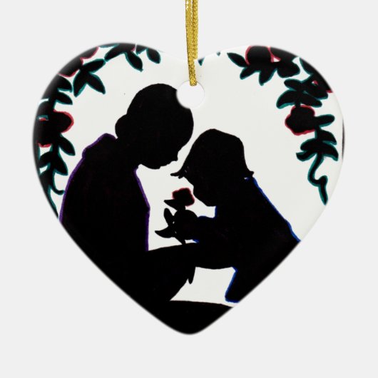 Moeder en zoon keramisch ornament (Voorkant)