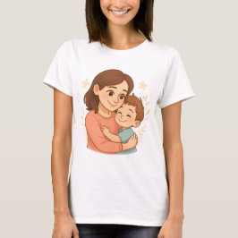 Moeder en zoon knuffelen Cartoon T-shirt Schattige