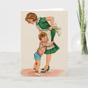  moeder en zoon knuffelen Moederdag Note Kaart