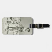 Moeder en zoon lopen bagagelabel (Voorkant horizontaal)