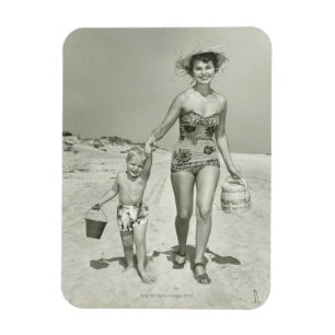 Moeder en zoon lopen magneet