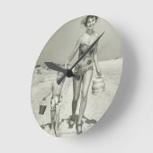 Moeder en zoon lopen ronde klok (Hoek)