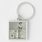 Moeder en zoon lopen sleutelhanger (Voorkant)