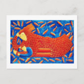 Moeder en zoon met goudvis briefkaart (Voorkant)