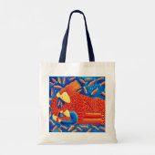 Moeder en zoon met goudvis modern kunstschilderij tote bag (Achterkant)