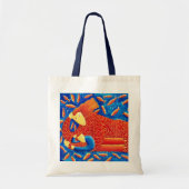 Moeder en zoon met goudvis modern kunstschilderij tote bag (Voorkant)