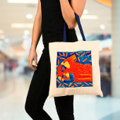 Moeder en zoon met goudvis Moderne kunst schildere Tote Bag