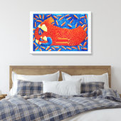 Moeder en zoon met goudvis schilderen canvas afdruk (Insitu (Slaapkamer))