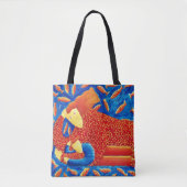 Moeder en zoon met goudviskunst schilderen tote bag (Voorkant)