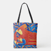 Moeder en zoon met goudviskunst schilderen tote bag (Achterkant)