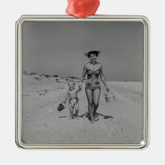 Moeder en zoon metalen ornament (Voorkant)