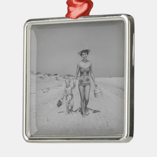 Moeder en zoon metalen ornament (Links)