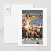 Moeder en zoon op het strand Poster Briefkaart (Voorkant / Achterkant)