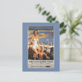 Moeder en zoon op het strand Poster Briefkaart (Staand voorkant)