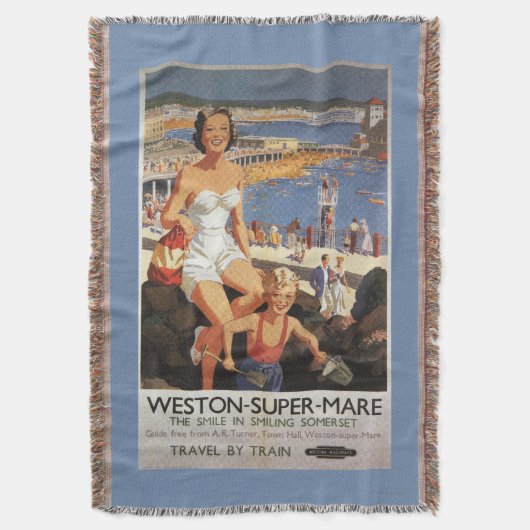 Moeder en zoon op het strand Poster Deken (Voorkant Verticaal)