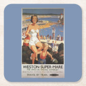 Moeder en zoon op het strand Poster Kartonnen Onderzetters (Voorkant)