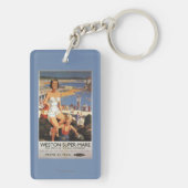 Moeder en zoon op het strand Poster Sleutelhanger (achterkant)