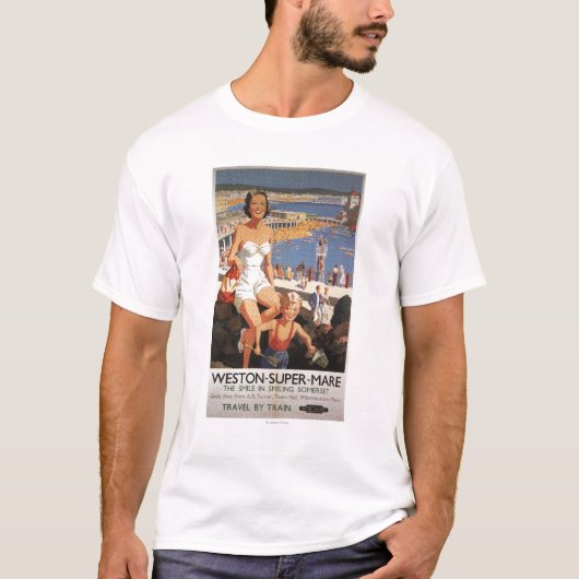 Moeder en zoon op het strand Poster T-shirt (Voorkant)