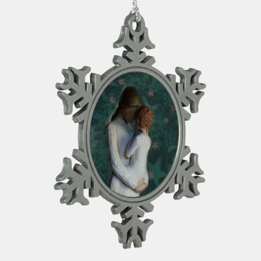 Moeder en zoon Pewter Snowflake Ornament (Links)