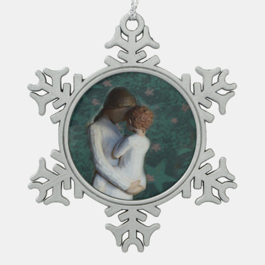 Moeder en zoon Pewter Snowflake Ornament (Voorkant)