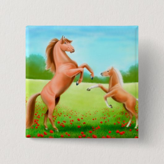 Moeder en zoon Pin Vierkante Button 5,1 Cm (Voorkant)