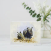 Moeder en zoon, Rhinoceros Briefkaart (Staand voorkant)
