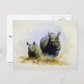 Moeder en zoon, Rhinoceros Briefkaart (Voorkant / Achterkant)