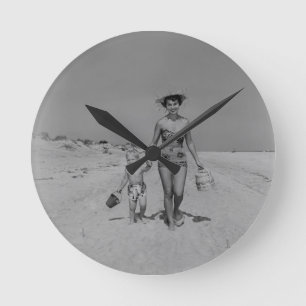 Moeder en zoon ronde klok
