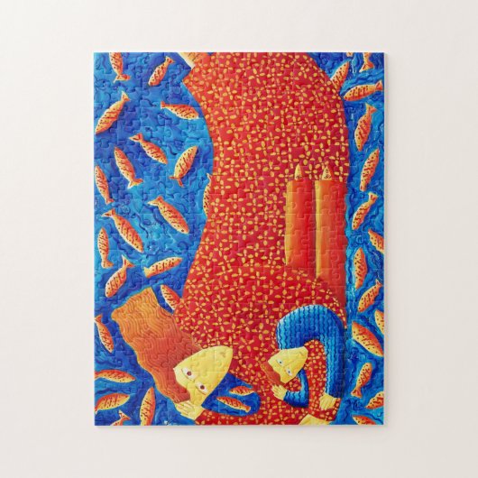 Moeder en zoon schilderen legpuzzel (Verticaal)