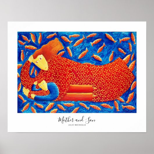 Moeder en Zoon Schilderij Poster (Voorkant)
