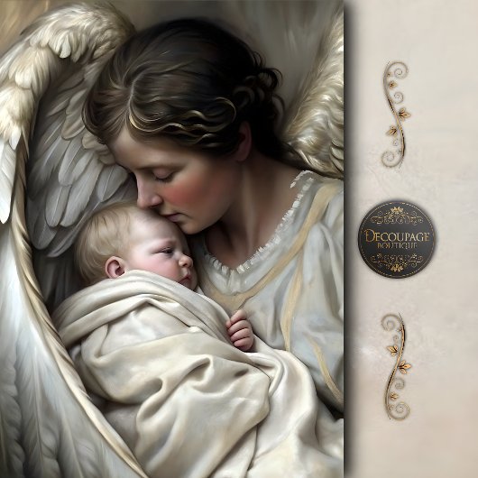 Moeder engel met babyvleugels decoupage tissuepapier