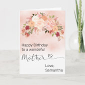 Moeder Eskor Aangepaste Floral Peach Waterverf Bir Kaart (Voorkant)