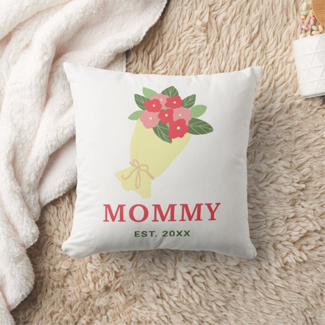 Moeder EST Jaar Bloemboeket Cute Cadeau Kussen (Deken)