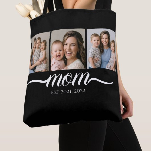 Moeder Established Script Zwarte 3 Foto Tote Tas
