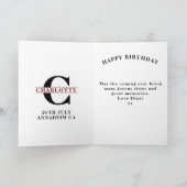 Moeder etc Verjaardag Monogram Elke Naam Jaar Roze Kaart (Binnen)