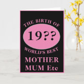 Moeder etc Verjaardag Monogram Elke Naam Jaar Roze Kaart (Gele Bloem)