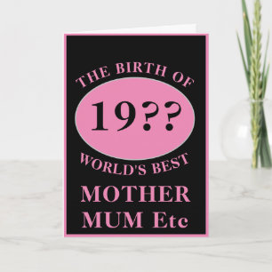 Moeder etc Verjaardag Monogram Elke Naam Jaar Roze Kaart