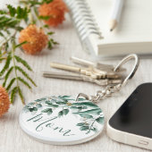 Moeder eucalyptus bladeren moderne Waterverf foto Sleutelhanger (Voorkant Rechts)