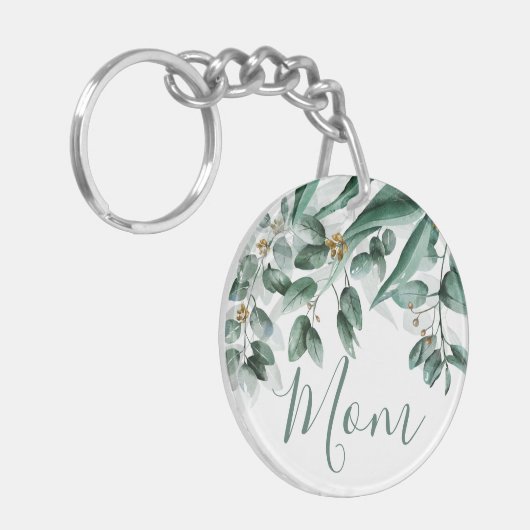 Moeder eucalyptus bladeren moderne Waterverf foto Sleutelhanger (Voorkant Links)