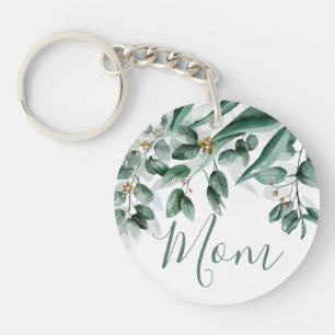 Moeder eucalyptus bladeren moderne Waterverf foto Sleutelhanger