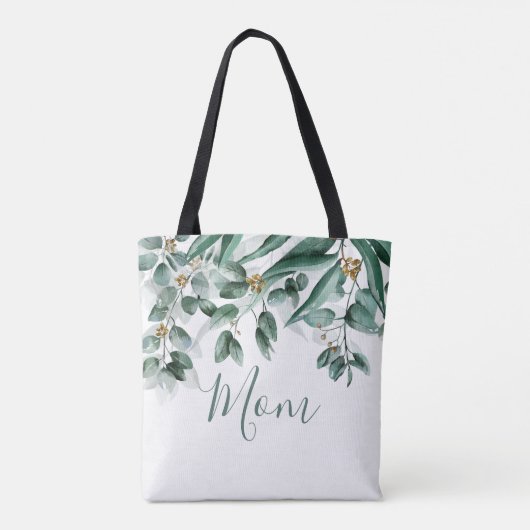 Moeder Eucalyptus Foliage Moderne Waterverf Tote Bag (Achterkant)