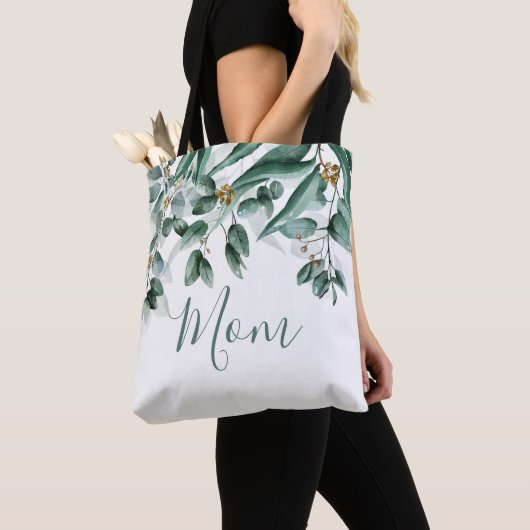 Moeder Eucalyptus Foliage Moderne Waterverf Tote Bag (Dichtbij)