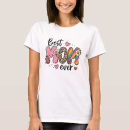 Moeder Ever Bloem Leopard Regenboog Ontwerp T-shirt
