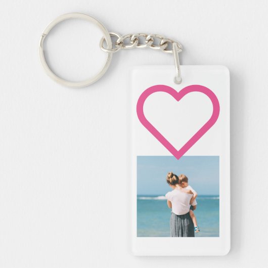 Moeder Familie Foto Collage Roze Hart Sleutelhange Sleutelhanger (Voorkant)