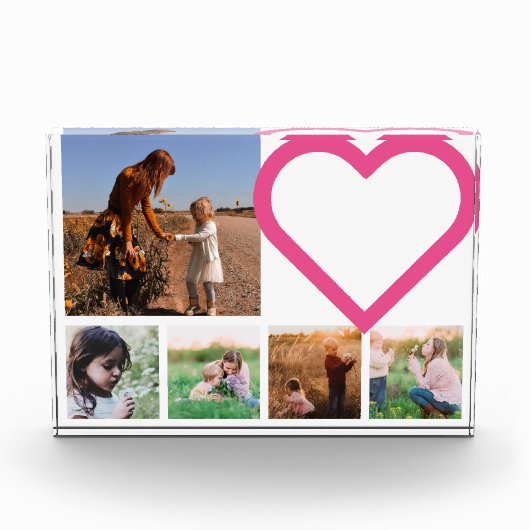 Moeder Familie Foto Roze Hart Modern (Voorkant)
