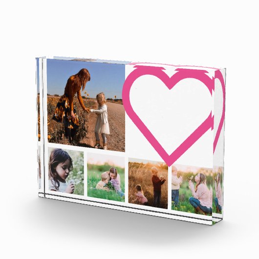 Moeder Familie Foto Roze Hart Modern (Rechts)