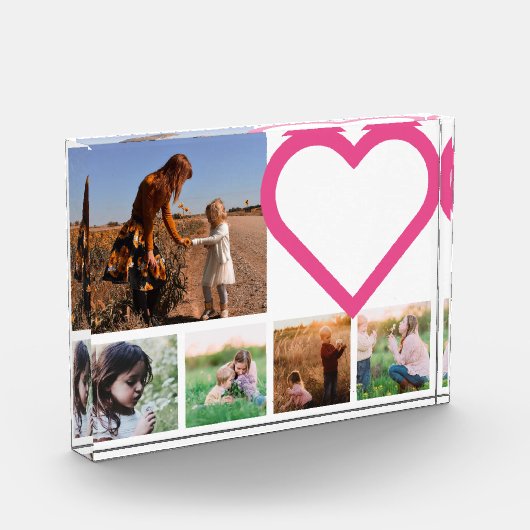 Moeder Familie Foto Roze Hart Modern (Links)