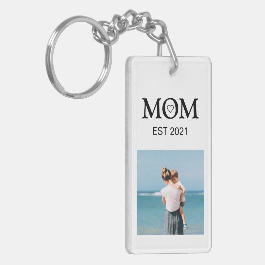 Moeder Familie Fotocollage gepersonaliseerd Sleutelhanger (Voorkant Links)