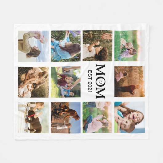 Moeder Familie Fotocollage Modern Fleece Deken (Voorkant (Horizontaal))